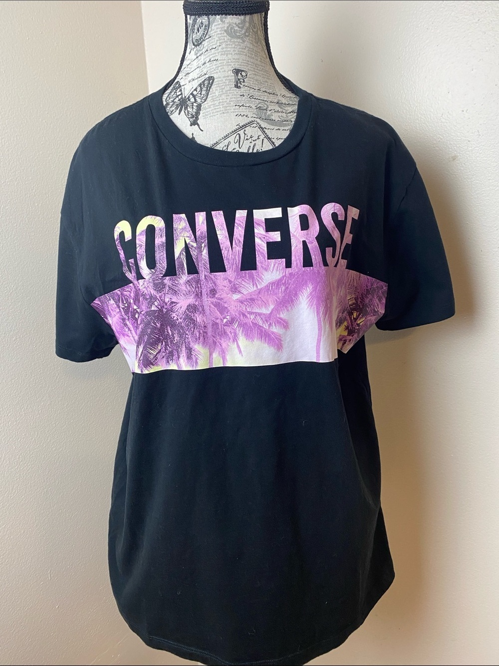 Converse Graphic T-Shirt XXL Black Palm Tree Logo Tee
